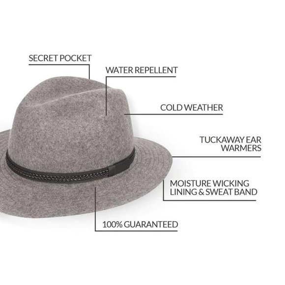 NTW Tilley Unisex Wool Montana Fedora Hat - Taupe - Size Large - Picture 4 of 15